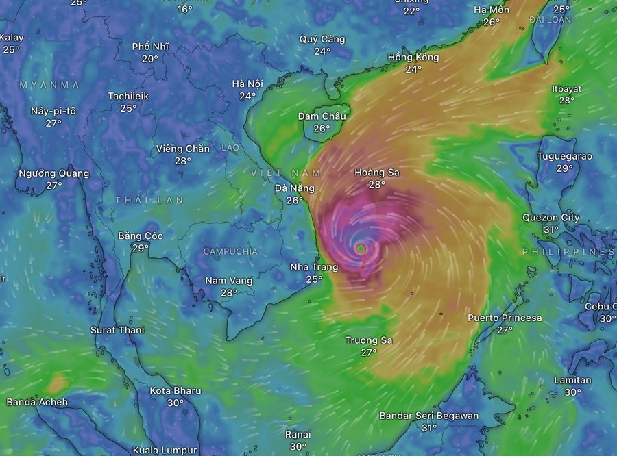 Bão di chuyển chủ yếu theo hướng Tây, tốc độ khoảng 25 km/h. anh-man-hinh-2025-11-06-luc-121407.png