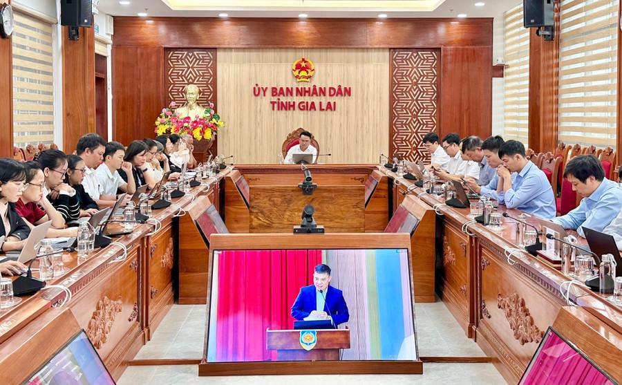 Các đại biểu tham dự hội nghị tại điểm cầu UBND tỉnh Gia Lai. Ảnh: Thảo Khuy tap-huan-ra-soat-du-lieu.jpg