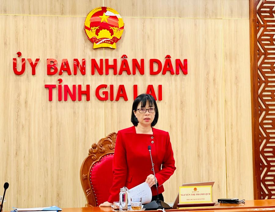 Phó Chủ tịch UBND tỉnh Nguyễn Thị Thanh Lịch phát biểu tại cuộc họp. Ảnh: P.L pho-chu-tich-ubnd-tinh-nguyen-thi-thanh-lich-phat-bieu-tai-cuoc-hop-anh-pl.jpg