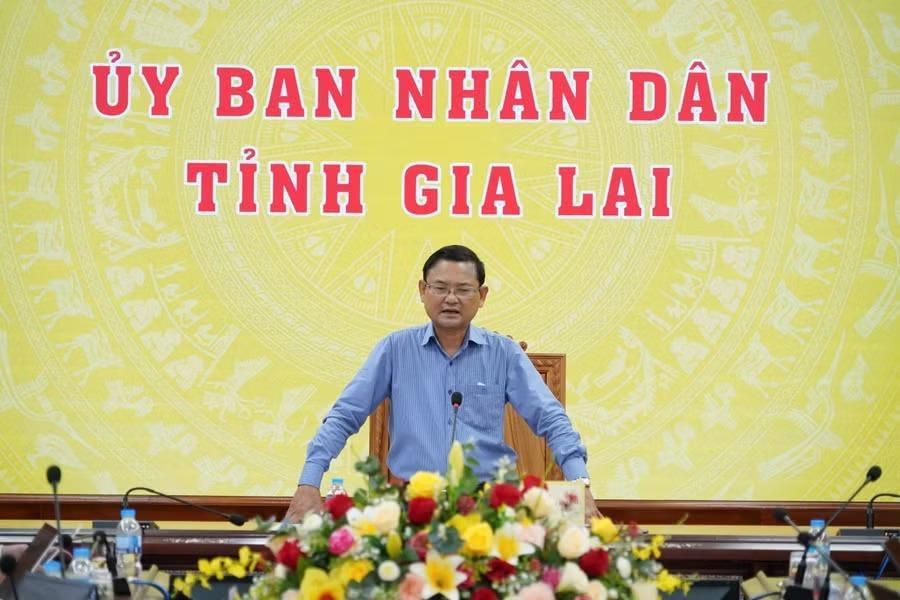 Phó Chủ tịch UBND tỉnh Gia Lai Nguyễn Tự Công Hoàng phát biểu chỉ đạo tiến độ dự án